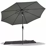 VOUNOT 270 cm Ombrellone da Giardino, Parasole Spiaggia Inclinabile con Manovella, Protezione UV per Terrazza, Giardino, All'aperto, Grigio