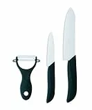 Excelsa Fun Set 2 Coltelli con Pelapatate, Ceramica, Nero/Bianco, 3 unità