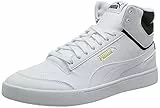 PUMA Puma Shuffle Mid, Scarpe da Ginnastica Basse Unisex - Adulto, Bianco (Bianco Puma White Puma White Puma Black Puma Team Gold), 41 EU
