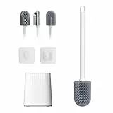 Ibergrif M34151-2 Scopino per WC, Scopino per WC in silicone, Scopino e supporto per WC, Scopino per WC e supporto, Silicone, Bianco