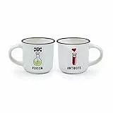 Legami MM0007, Espresso For Two, 2 Tazzine da Caffè in Porcellana New Bone China, Capacità 50 ml, Tema Poison and Antidote, Lavabili in Lavastoviglie, Utilizzabili nel microonde