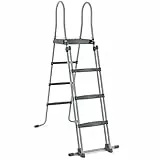 COSTWAY Scaletta per Piscina, Scala di Sicurezza per Piscine con 4 Gradini Rimovibili, Struttura ad A, Altezza 122 cm per Piscine Fuori Terra, Capacità di Carico 90 kg