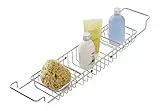 WENKO Portaoggetti per vasca da bagno acciaio inossidabile - allungabile, Acciaio inossidabile, 58.5 x 8 x 13 cm, Lucido