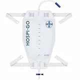 AIESI® Sacche per urina da gamba riutilizzabili capacità 750 ml tubo 30 cm con rubinetto di scarico a croce (T) e valvola anti-reflusso HOSPI-GO (Confezione da 10 pezzi), Rivestita in TNT