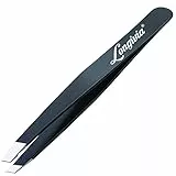 Pinzetta Sopracciglia Professionale Punta Obliqua in Acciaio Inox di Alta Qualità Antiscivolo per Depilazione Pinzette di Precisione Tweezers Leva Peli e Ciglia Punta Migliorata