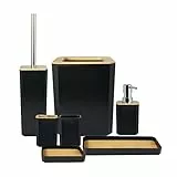 Set di accessori da bagno 7 pezzi set di accessori per il bagno in bambù set di bottiglie per lozione, portaspazzolino, tazza da denti, portasapone, spazzolino, vassoio, cestino