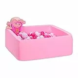 Relaxdays Piscina di Palline Quadrata, 200 Palle, Box in Gommapiuma, Giocattolo Bambini, Cameretta & Giardino, Rosa, Colore, 10035305