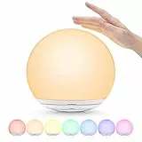 Suright Luce Notturna Bambini,Lampada da Comodino Ricaricabile USB,Luce Notturna LED con Luce Calda Dimmerabile Progressive&Luce a 7 Colori,Touch&Interruttore,Timer per Cameretta,Campeggio, Regalo