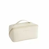 Omnpak Make Up Bag Pu Portatile Travel Cosmetic Storage Case Vanity Case per Donna Più Scomparti Grande Capacità, bianco