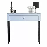 CARME - Toeletta a specchio Laguna, con 1 cassetto, maniglia in cristallo, design moderno in vetro, tavolo da toeletta, gioielli, organizer per trucco, mobili per camera da letto (Grigio)