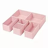 SONGMICS Divisore per Cassetti, Organizzatore per Armadio, Set di 6, Scatole di Stoccaggio Pieghevoli in TNT, per Calze, Biancherie, Reggiseni, Cravatte, Sciarpe, Rosa RDZ06PK