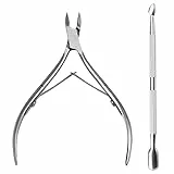 Olakin Tronchesino Unghie con Spingi Cuticole, Tagliaunghie Cuticole in Acciaio Inox, Tronchesino Cuticole, Taglia Unghie per Piedi, Professionale Forbicine per Unghie Incarnite Spesse Dure