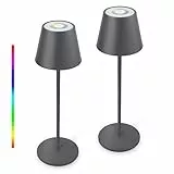 uuffoo 2x Lampada LED Senza Fili Ricaricabile, Dimmer touch Portatile interni ed esterni RGB Batteria Touch da Metallo Tavolo Lampada per camera da letto, lavoro, bar, ristorante