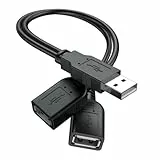 ANDTOBO Cavo Sdoppiatore USB, Cavo Doppio USB Maschio Femmina Y Splitter Per PC/iPhones/Dischi Rigidi Esterni - Nero