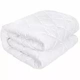 Utopia Bedding Coprimaterasso Trapuntato 160x200 cm, Topper Materasso Elastico Aderente, Gonna di Proteggi Materasso con Motivo a Diamante Si allunga fino a 30 CM Tasca Extra Profonda (Bianco)