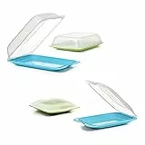TATAY Set di 4 unità di Contenitori per affettati Fresh, 2 MAXI e 2 MINI, Senza BPA, Riutilizzabile, Impilabile, Lavabile in Lavastoviglie e Adatto al Microonde, Colori Verde e Blu