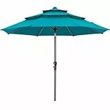 ABCCANOPY Ombrellone OLEFIN a 3 livelli da 2,7 m, 3 anni, non sbiadisce, ombrellone da tavolo in alluminio con 8 stecche robuste, color foglia di tè