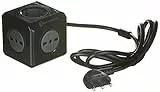 Electraline 62098 Multipresa Cubo Powercube, 3 prese da 10/16A, 2 prese Schuko + 10A, Spina 16 A, Colore Nero, Cavo 1.5 m