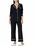 Amazon Essentials Camicia A Maniche Lunghe in Modal di Cotone E Pigiama A Tutta Lunghezza (Taglie Forti Disponibili) Donna, Nero, L