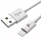 RAMPOW Cavo iPhone, Cavo USB iPhone [Certificato Apple MFi C89], Cavo Lightning, cavo caricatore iphone Carica Rapida Compatibile per iPhone 14/13/12/11/X/XS/XS Max/XR, iPad - Bianco/1M