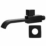 Atyhao G1/2 Rubinetto per Lavabo a Parete Rubinetto per Lavabo Rubinetto per Acqua Fredda Accessori per Il Bagno Nero Opaco