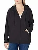 Amazon Essentials Felpa con Cappuccio e Zip a Tutta Lunghezza in Pile di French Terry Donna, Nero, XXL Plus