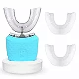 Spazzolino Ad Ultrasuoni Automatico, Spazzolini ad Ultrasuoni a 360 ° Spazzolino Elettrico e Kit di Sbiancamento dei Denti, 2 Testa di Ricambio, IPX7 Impermeabile (Blu)