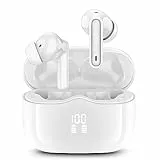 xinwld Cuffie Bluetooth, Auricolari Bluetooth 5.3 Cuffie Wireless Bluetooth con Bassi Potenziati, 36H Cuffiette Bluetooth in Ear con HD Microfono, LED, IP7 Impermeabile auricolari Senza fili, Bianco