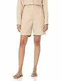The Drop Millie, Morbidi Pantaloncini da Passeggio a Pieghe, in Lino da Donna, Hummus, XS