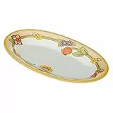 THUN - Piatto Ovale Multiuso con Fiori e Farfalla - Cucina, per La Tavola - Idea Regalo - Linea Country - Porcellana - Ø 38 cm