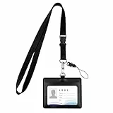 Vicloon Porta Badge, Porta Carte in pelle PU, Portabadge Collo con Slot per Schede Portafoglio, Cordino Porta Badge da Collo con la Cinghia del Collo per Carta di Ufficio ID e Scuola