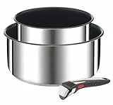 Tefal Ingenio Set di 3 padelle 16/20 cm + manico rimovibile, induzione, esterno acciaio inossidabile, interno antiaderente, Preference On, Made in France L9748902