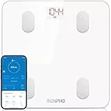 RENPHO Bilancia Pesapersone Digitale, Bilancia Impedenziometrica Intelligente Bluetooth, 13 Funzioni, Analisi Composizione Corporea con App per Massa Grassa, BMI, Grasso Viscerale, Bianca
