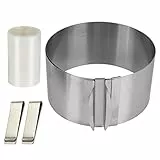 FINDIR 4 Anello per Torta Regolabile Stampo Circolare per Torte con Clip Fissa e Collare Torta Trasparente Anello Pasticceria Regolabile per Torta Dessert Mousse Decorazioni