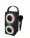 Lexibook Lexibook-BTP180BKZ iParty-Altoparlante Portatile Bluetooth con Microfono, Effetti di Luce, Karaoke, Wireless, USB, Scheda SD, Batteria Ricaricabile, Nero, Colore, Taglia Unica