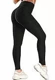 SEASUM Leggins Donna Sportivi Anticellulite Pantaloni Nido d'Ape 3D Leggings Compressione Push up Vita Alta Yoga Pants Elastici Collant Palestra Allenamento, F-Nero L
