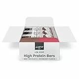 Marchio Amazon - Amfit Nutrition Barrette con pochi zuccheri e ad alto contenuto di proteine - Cioccolato fondente e lampone, 60g, Confezione da 12