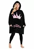 Disney Felpa Donna con Cappuccio, Oversize Blanket Hoodie Calda di Pile Minnie e Mickey (Nero/Rosa)
