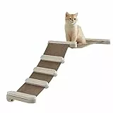 Feandrea Clickat Amaca da Arrampicata per Gatti, Lettino da Parete per Gatti con Scaletta, Tessuto Lavabile e Sostituibile, Facile da Montare, Marrone Avena e Marrone Caffè PCK002T66