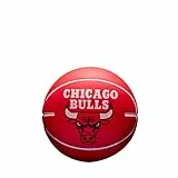 Wilson Pallone da Basket, NBA Dribbler, Chicago Bulls, Utilizzo Indoor e Outdoor, Taglia per Bambini, Nero/Rosso