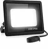 ELEING 20W Faretto LED da Esterno, 1600LM Faro da Esterni, Bianco Freddo 6500K Proiettore Faretti Ip66 Impermeabile Luce, LED Fari Illuminazione Per Parcheggio, Ingresso, Magazzino, Giardino
