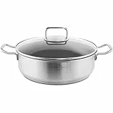 SILBERTHAL Casseruola antiaderente acciaio inox | Tutti i piani cottura induzione e forno | Tegami antiaderente 28 cm | Pentola bassa induzione 5 litri con coperchio