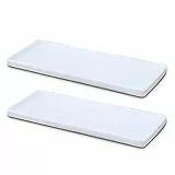 Vassoio da Bagno Rettangolare in Ceramica, Piccolo Vassoio Rettangolare per Vasca da Bagno, Porta Cosmetici per fazzoletti, Candele, Asciugamani, Piante, Anelli, Piatti (2 Pezzi, Grande)