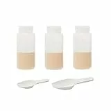 KENZIUM - Set di 3 flaconi rotondi con Cucchiai Dosatori, Capacità: 500 ml | Polipropilene, Altissima Resistenza, Collo Largo, Colore Naturale