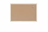 Bi-Office Pannello In Sughero Budget Con Cornice In Legno Di Pino, Lavagna In Sughero Spesso Elastico e Auto-Rigenerante, 60 x 40 cm