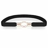Cobee Cinture skinny da donna, cintura elasticizzata alla moda retrò con fibbia dorata, cinture elastiche nere regolabili per abiti da donna, gonne maglioni, nero