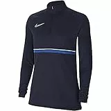 Nike Academy 21 Drill Top - Felpa da Donna, Donna, CV2653-453, Ossidiana/Bianco/Blu/Bianco, S