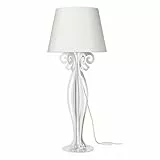 Arti & Mestieri Circeo - Lampada da Tavolo Grande di Design 100% Made in Italy - in Ferro, 35 x 85 cm - Bianco Marmo e Avorio