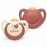 Nuk Ciuccio per Bambini, 18-36 Mesi, Succhietti di Gomma Sostenibili, Oltre Il 98% di Materie Prime Naturali, Rosso Terracotta, 2 Pezzi