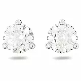 Swarovski Orecchini a Lobo Solitaire, Taglio Tondo, Bianchi, Placcato Rodio